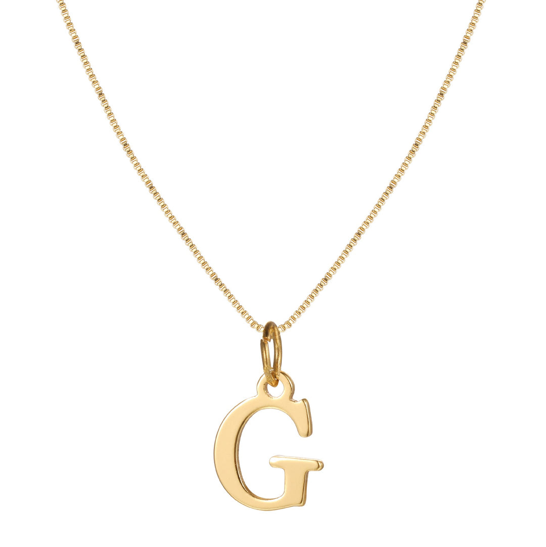 14k Sleek Serif Initial Necklace