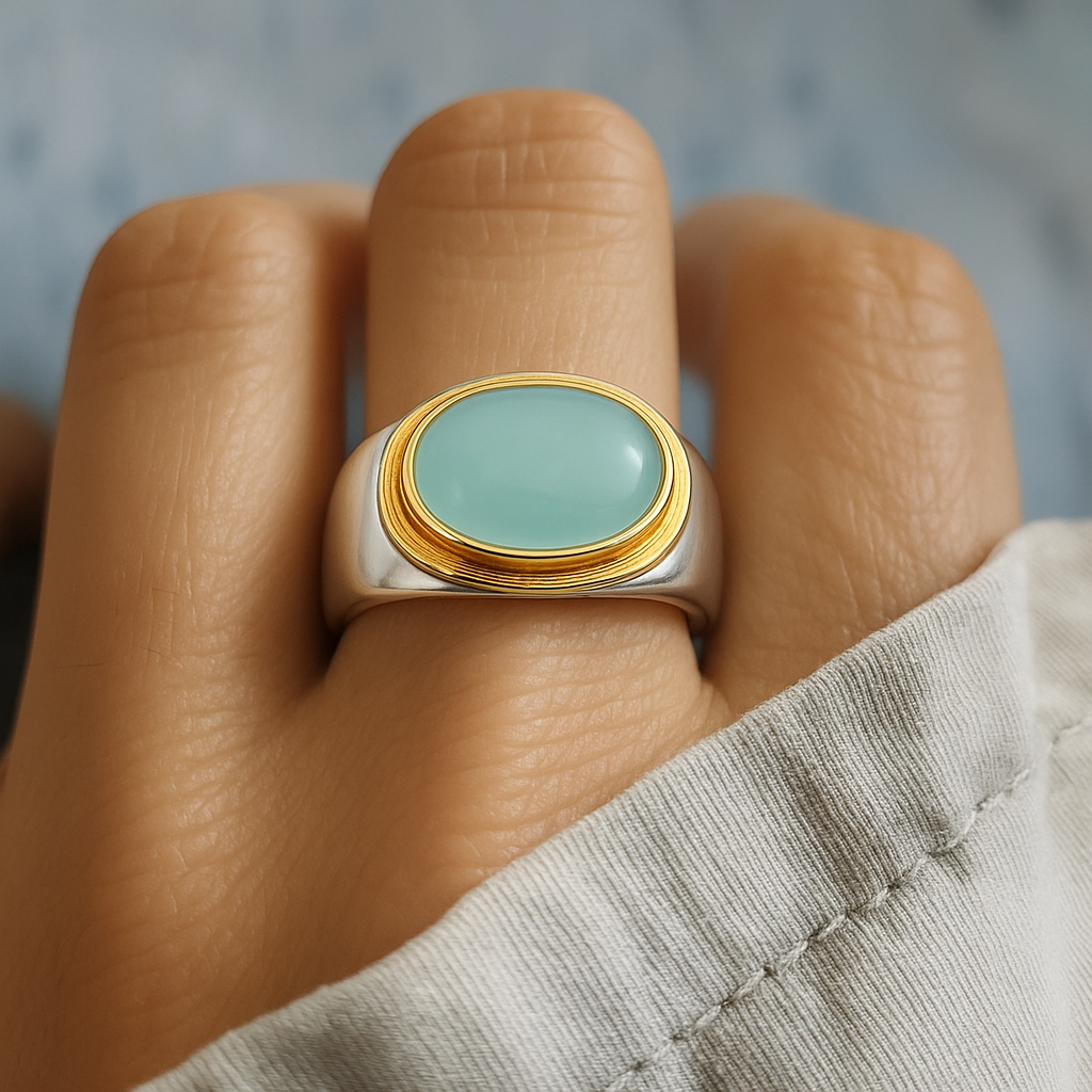 Luxurious Green Moonstone Vintage Ring