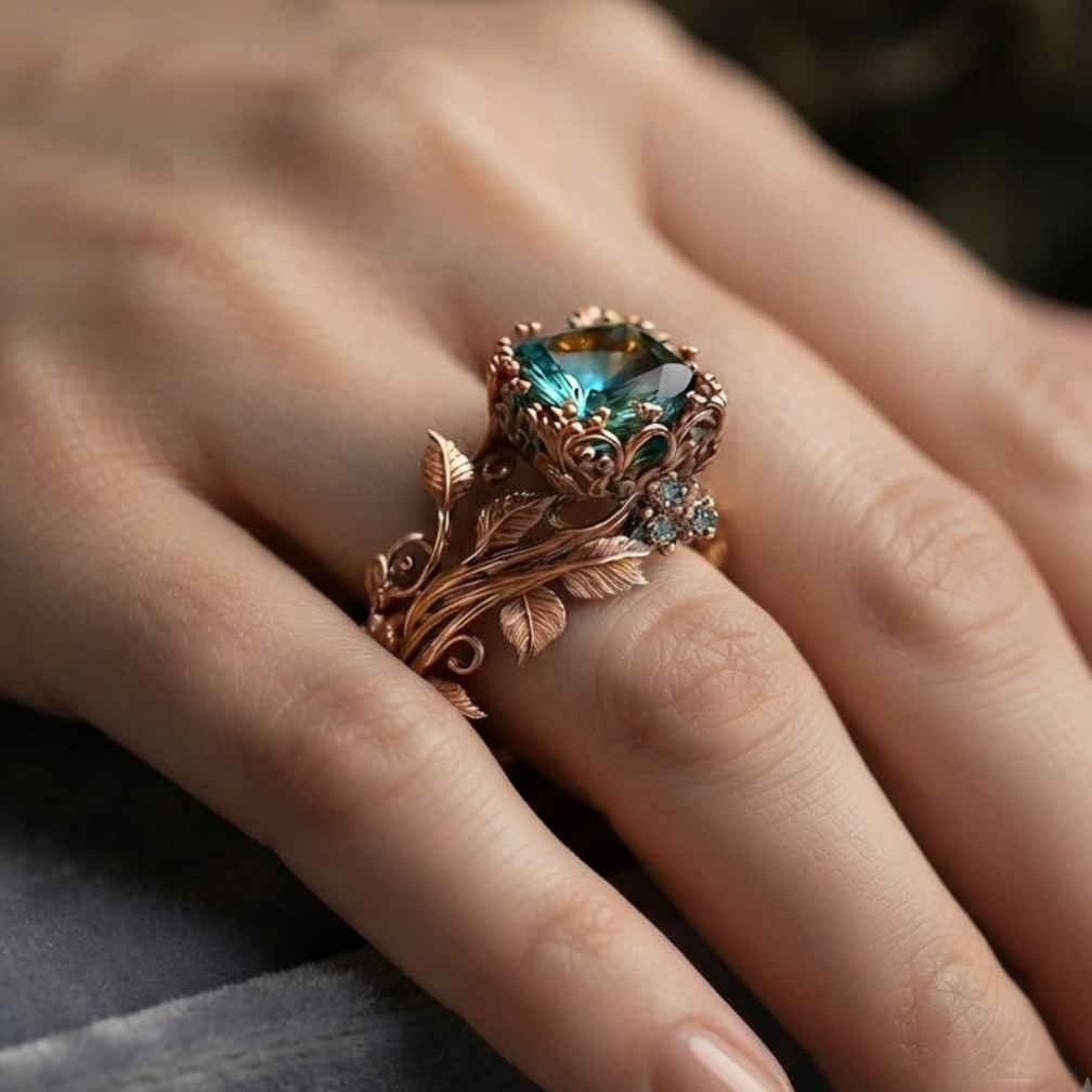 Bold Green Crystal Nature Ring