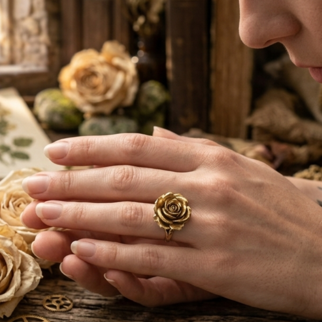 Classic Flower Statement Ring in Gold