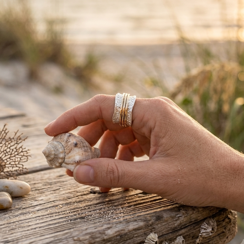 Classic Vintage Statement Ring in Gold and Silver