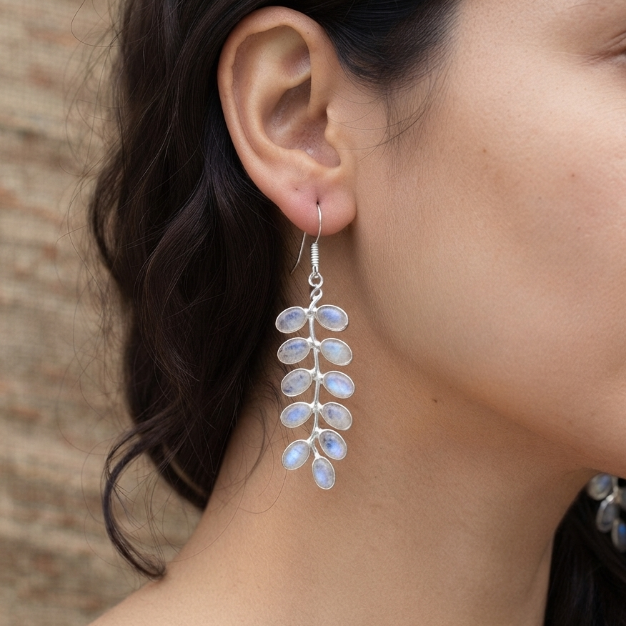 Chic Moonstone Moon Earrings