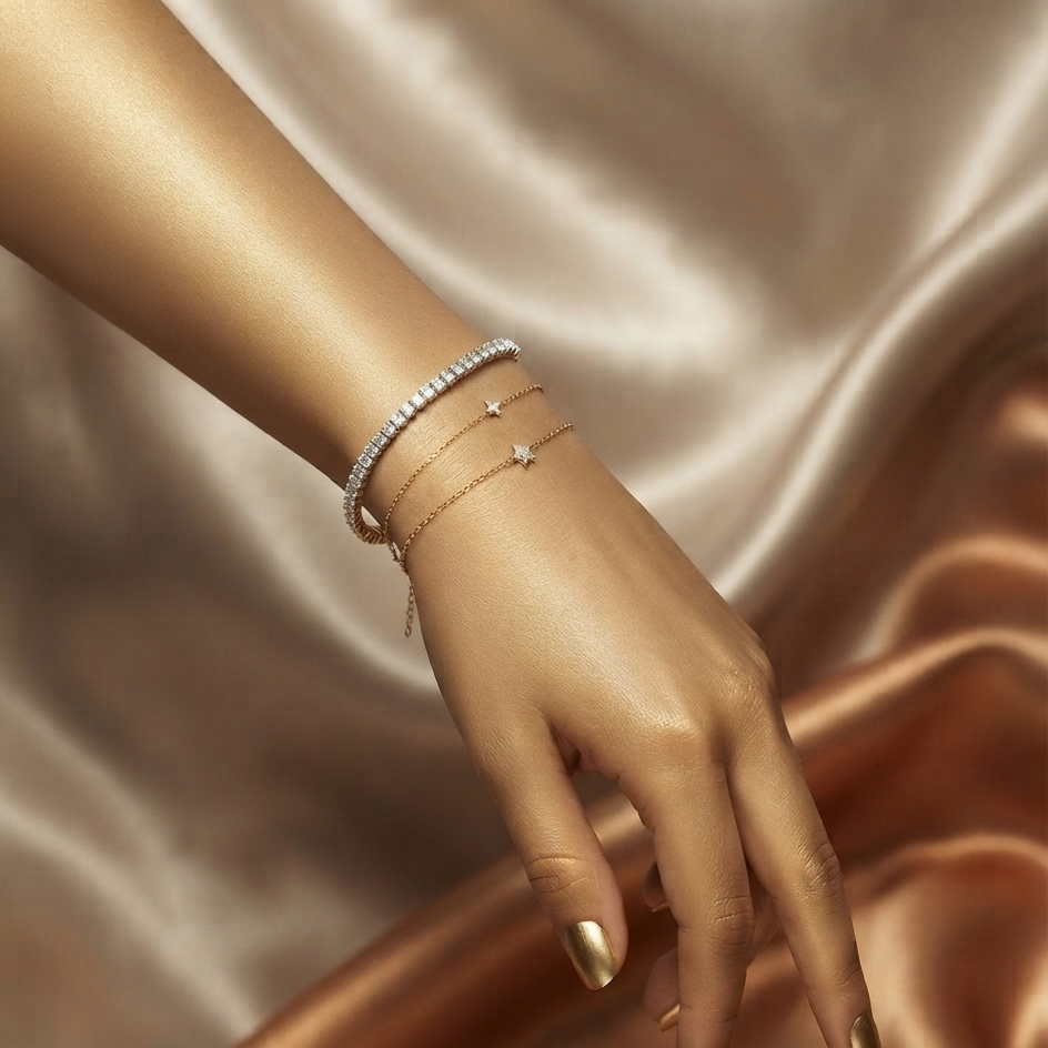 Bohemian Crystal Tennis Bracelet in Gold