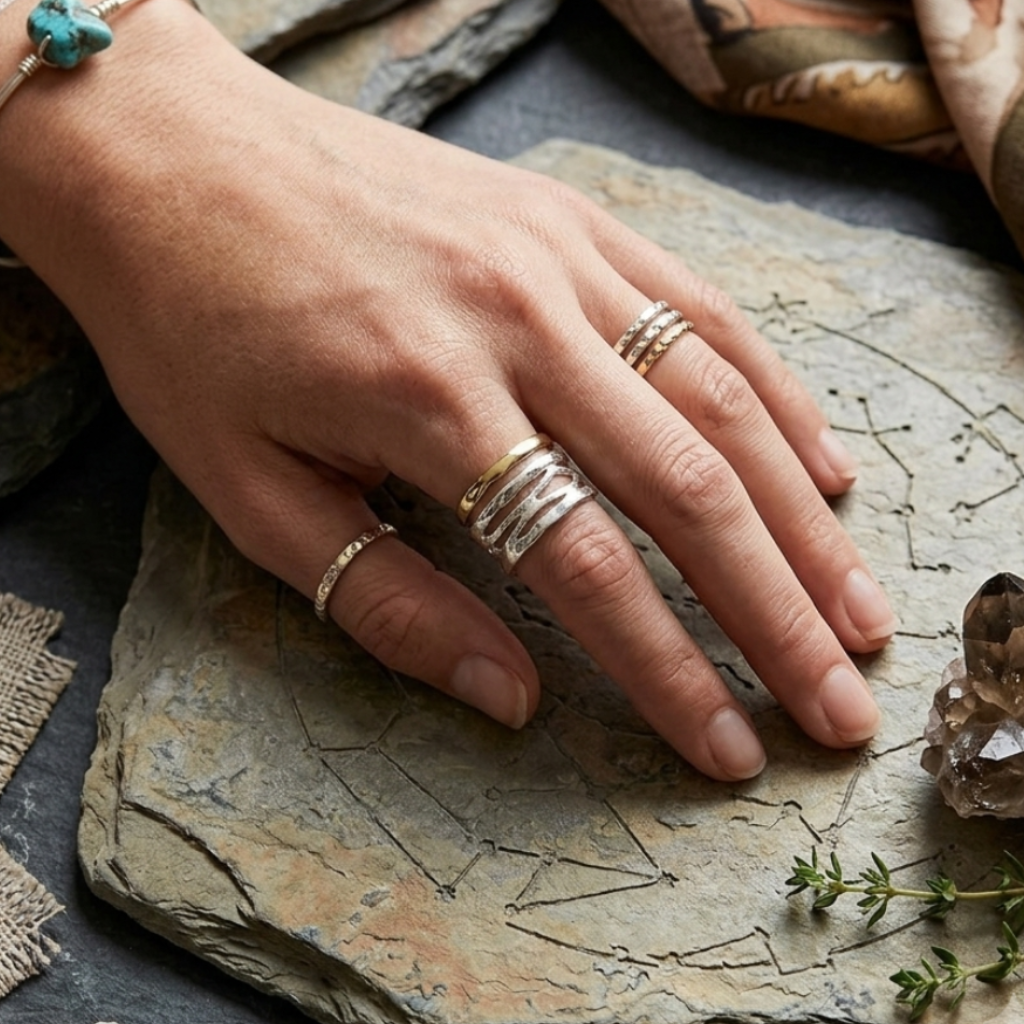 Romantic Vintage Statement Ring in Gold and Silver