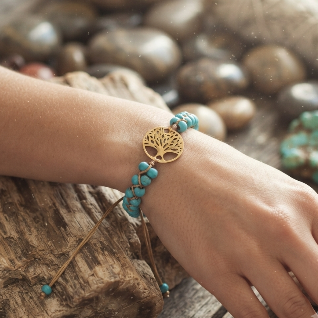 Elegant Turquoise Tree of Life Bracelet