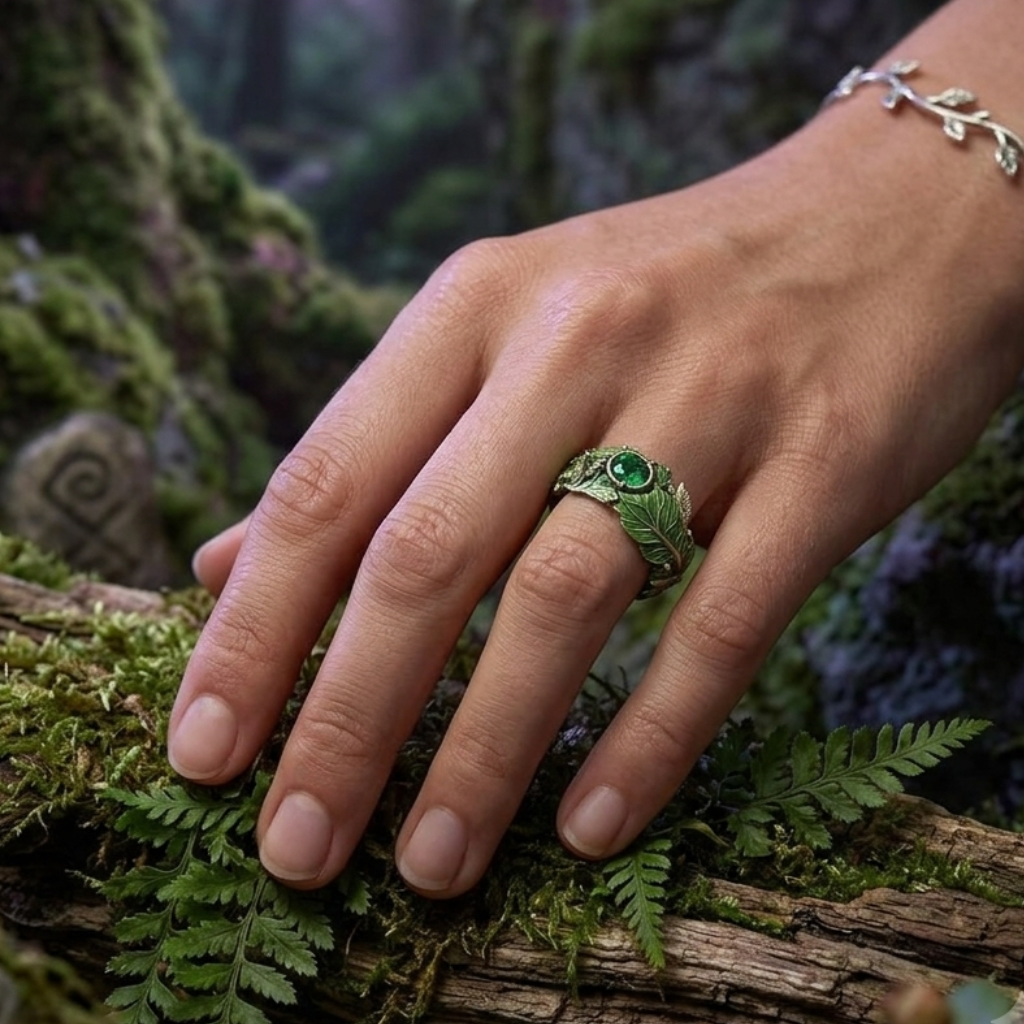 Bold Green Leaf Ring