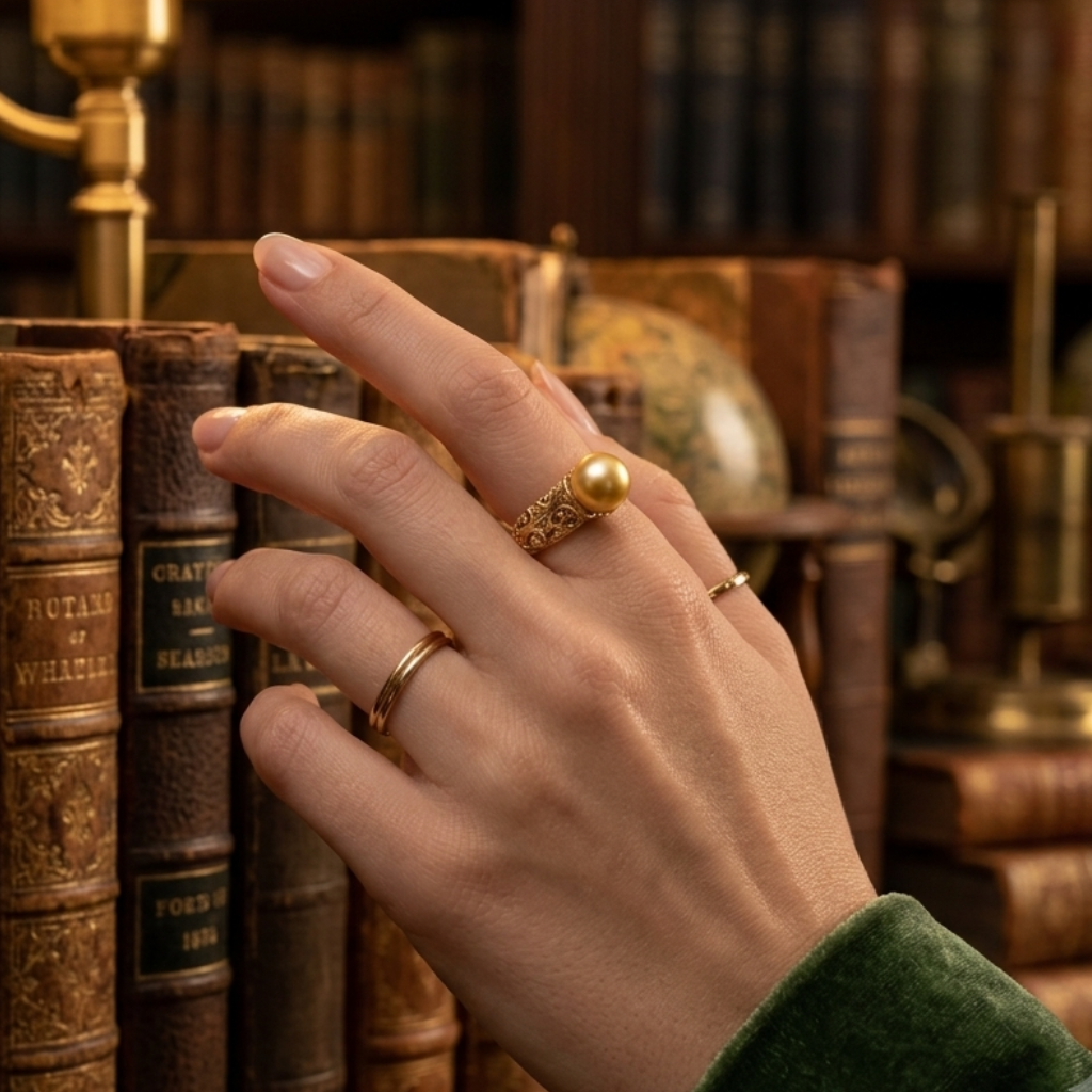 Bold Pearl Vintage Ring in Gold