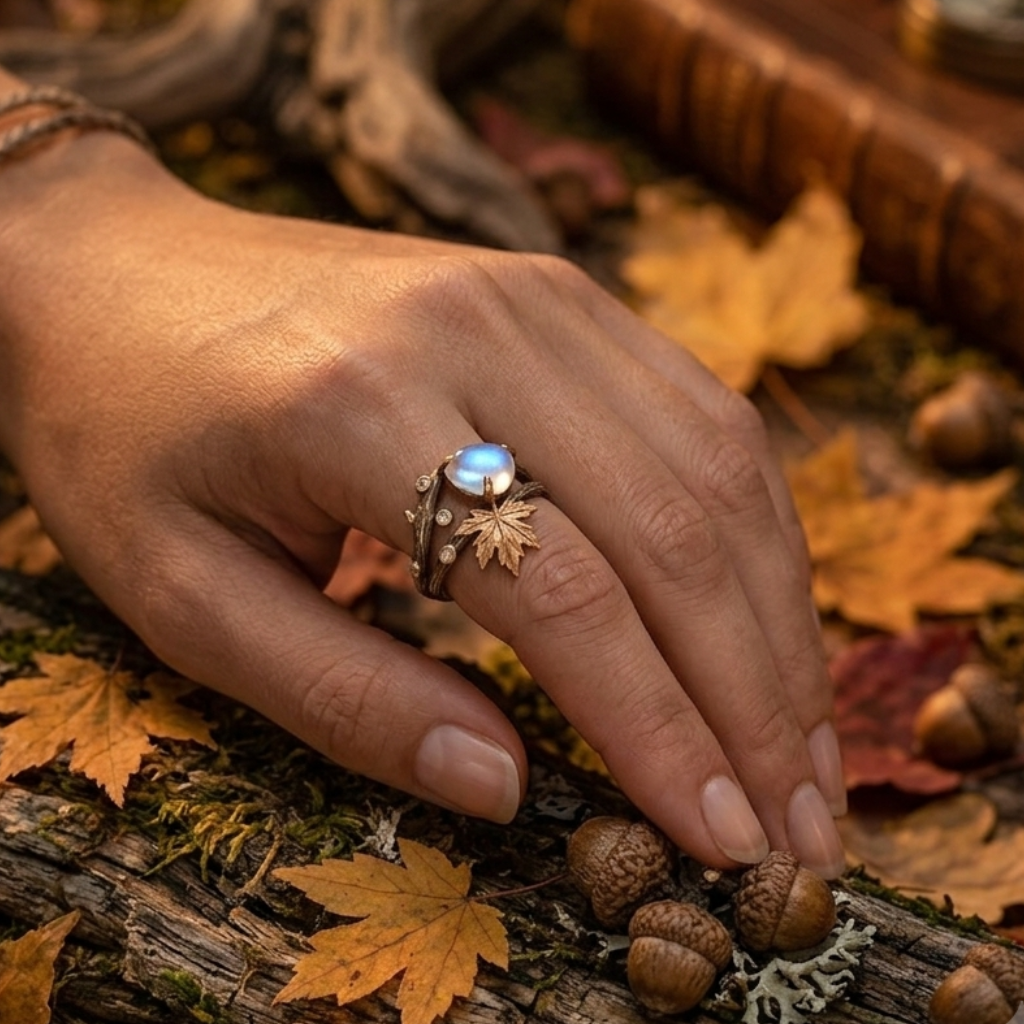 Luxurious Moonstone Moon Ring
