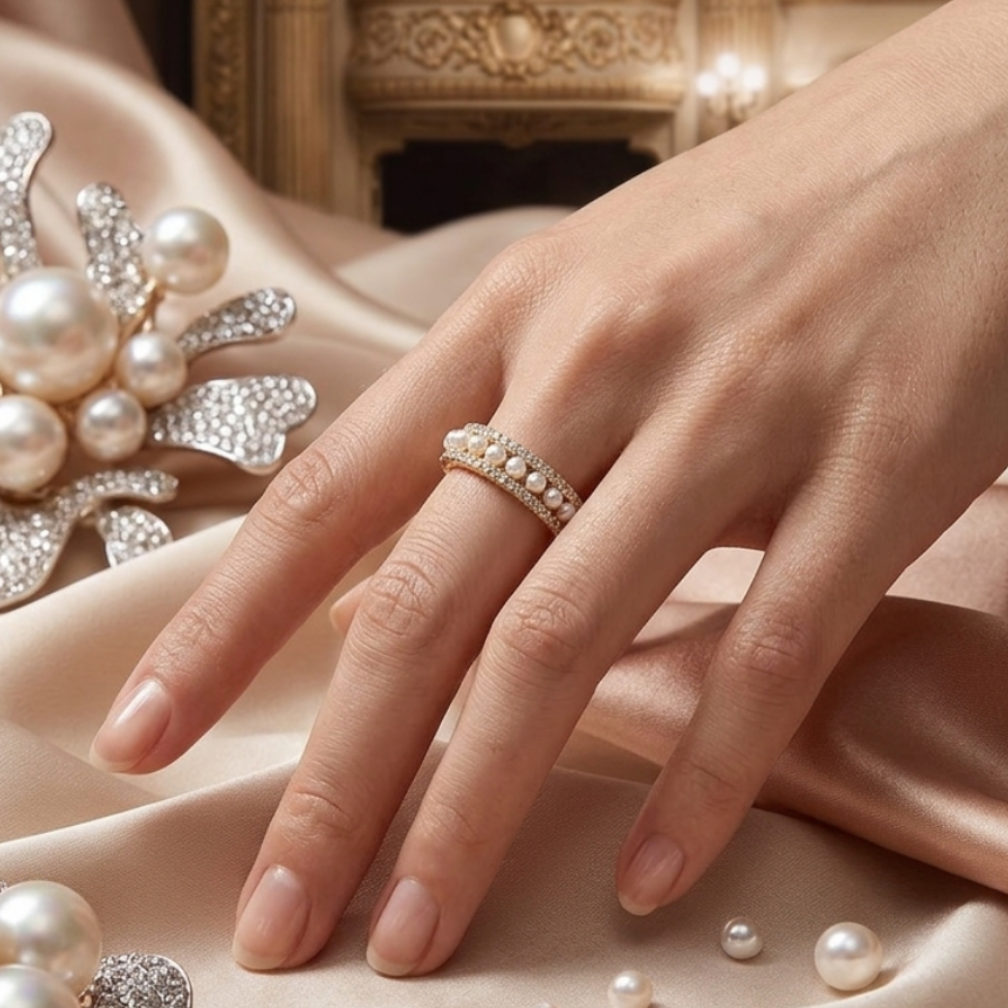 Classic Pearl Statement Ring in Gold