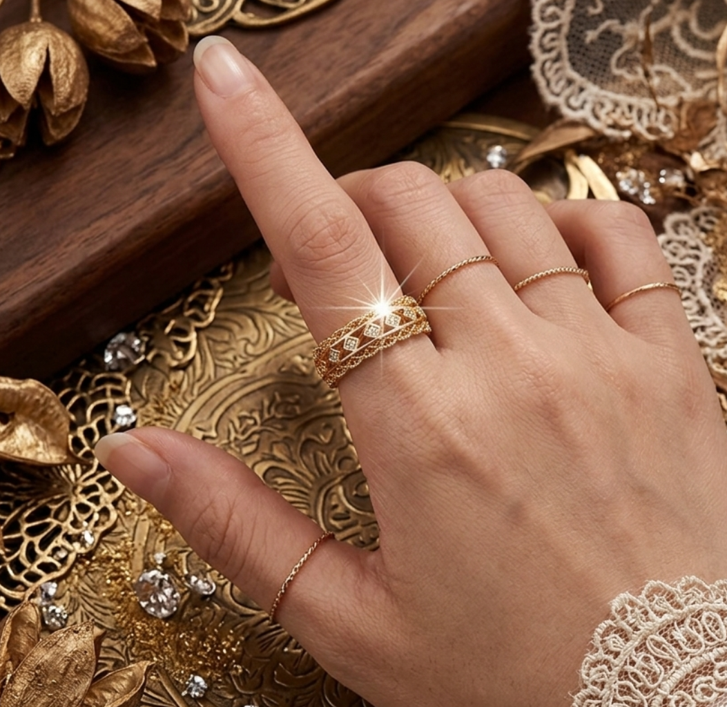 Elegant Diamond Vintage Ring in Gold