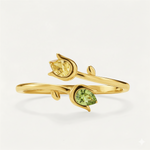 Load image into Gallery viewer, Double Birthstones Ring With Tulip Design
