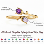 Load image into Gallery viewer, Double Birthstones Ring With Tulip Design
