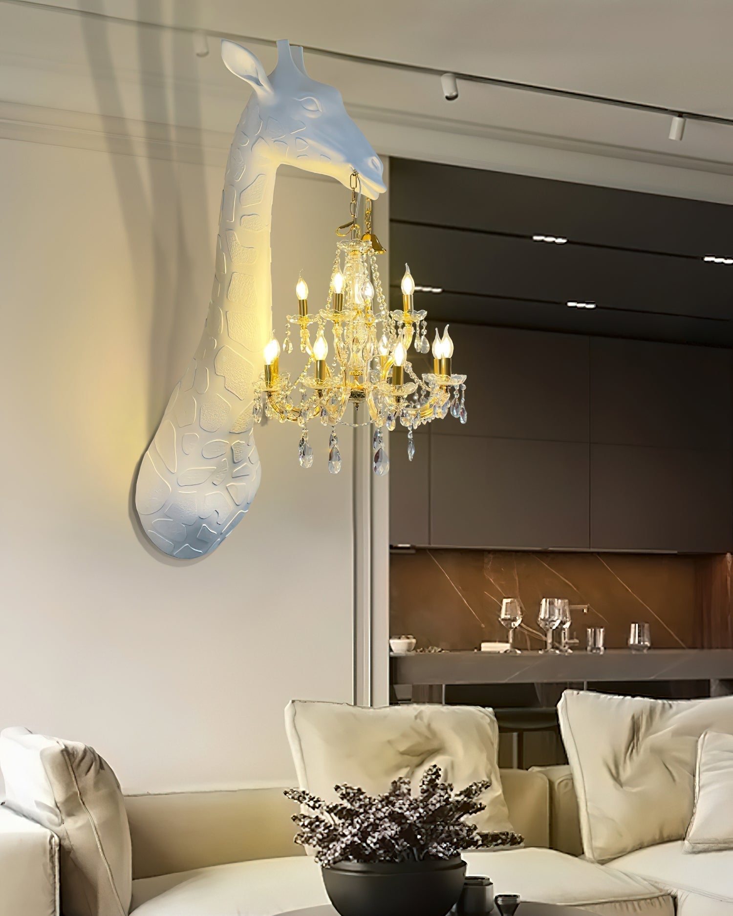 Giraffe Silhouette Crystal Glass Wall Lamp