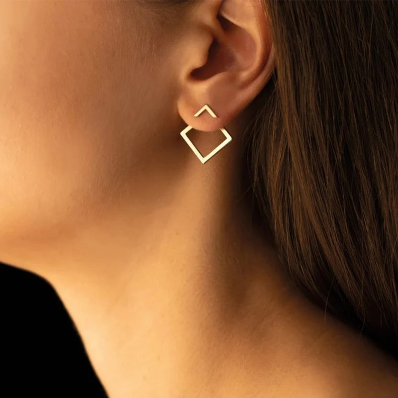 Gold color stainless steel earrings geometric three dimensional rounded rectangle stud earring for women aretes christmas_jpg