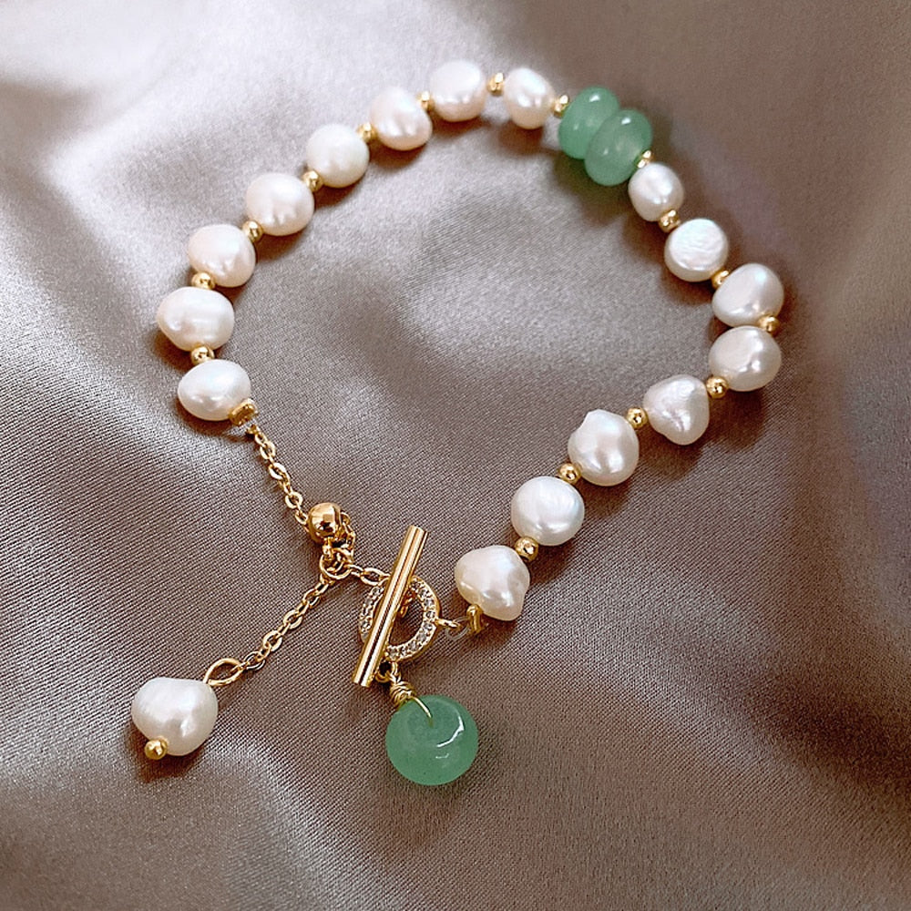 Dainty Pearl Charm Bracelet