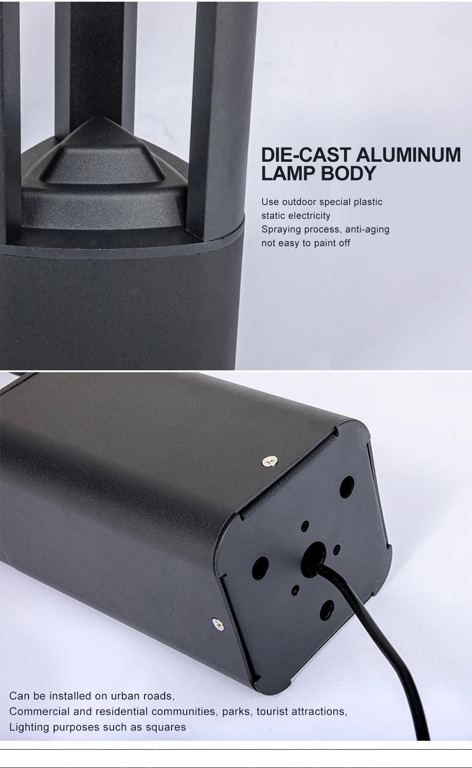 Black Modern Outdoor LED Bollard Light