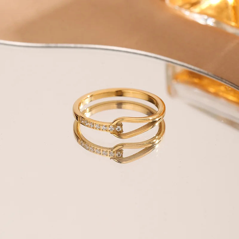 Bold Geometric Statement Ring in Gold