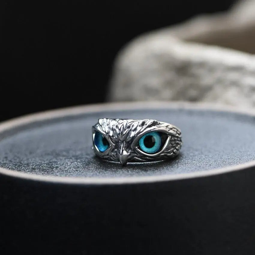 Bold Opal Owl Ring in Silver