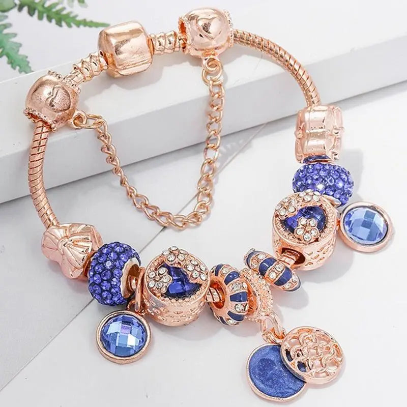 Elegant Blue Crystal Bracelet in Silver