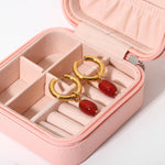 Load image into Gallery viewer, Dainty Carnelian Huggie Hoop Earrings
