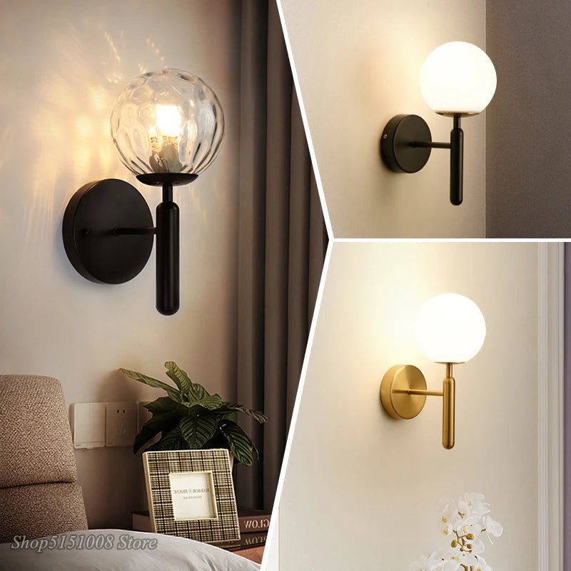 Nordic Modern Glass Ball Wall Lamp Light Fixture