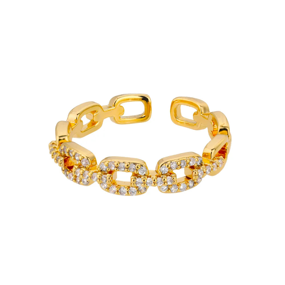 Adjustable Diamond Chain Link Ring