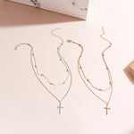 Load image into Gallery viewer, Dainty Layered Choker and Cross Necklace
