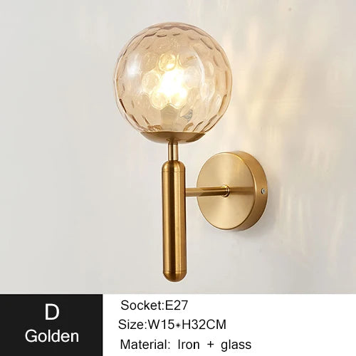 Nordic Modern Glass Ball Wall Lamp Light Fixture