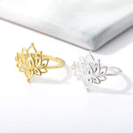 Load image into Gallery viewer, Dainty Lotus Flower Outline Ring
