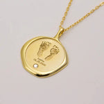 Load image into Gallery viewer, Personalized Baby Name, Footprint, Birthstone Necklace
