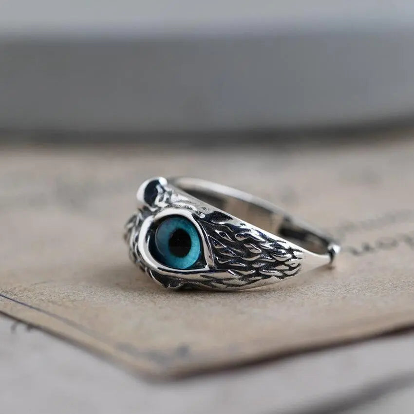 Bold Opal Owl Ring in Silver