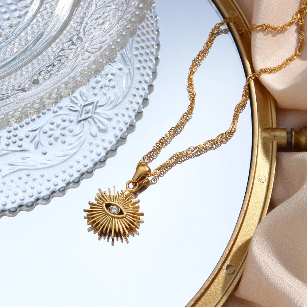 Dainty Diamond Evil Eye Necklace
