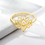Load image into Gallery viewer, Dainty Lotus Flower Outline Ring
