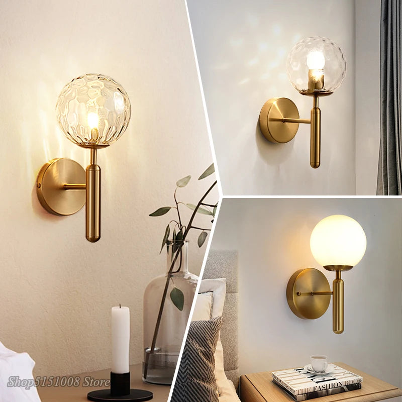 Nordic Modern Glass Ball Wall Lamp Light Fixture