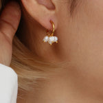 Load image into Gallery viewer, 18k Dainty Pearl Droplet Dangle Earrings
