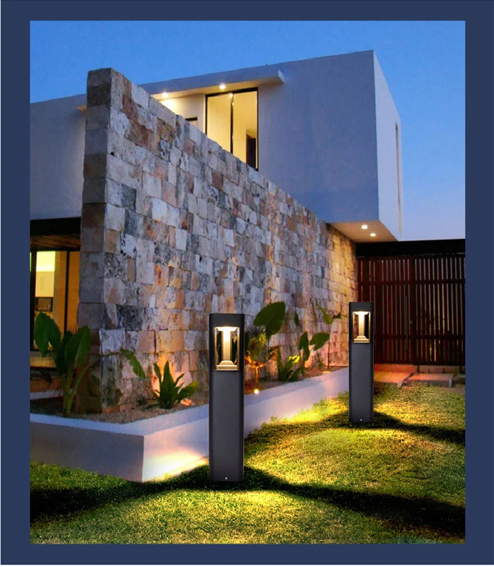 Black Modern Outdoor LED Bollard Light