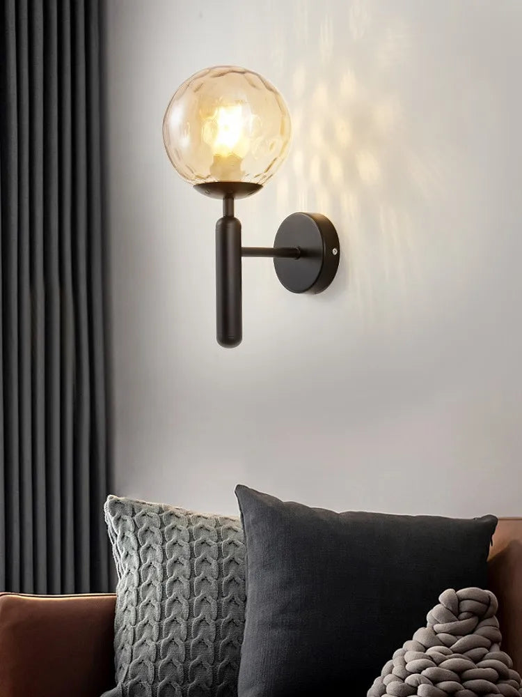 Metal Glass Ball Wall Lamp Light Fixture