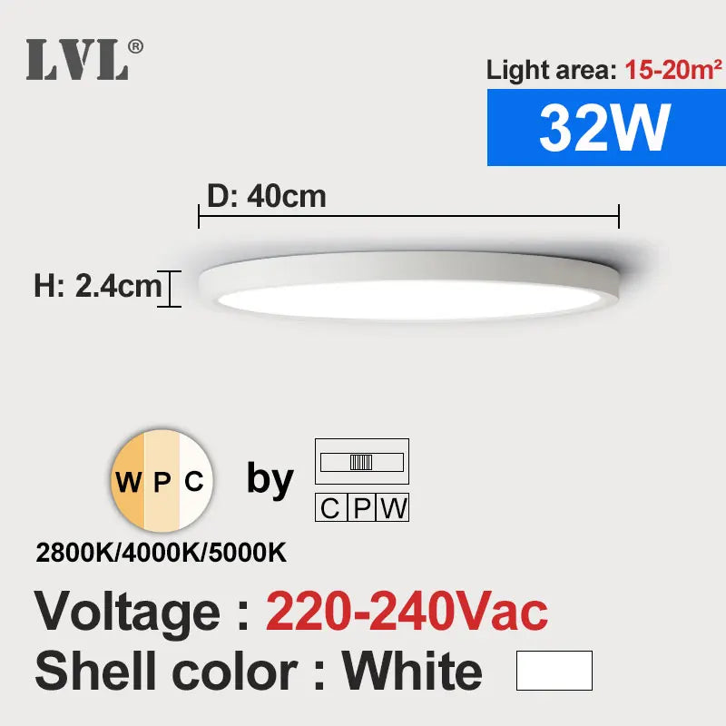 Modern Wood Grain LED Ceiling Light With Three Color Options