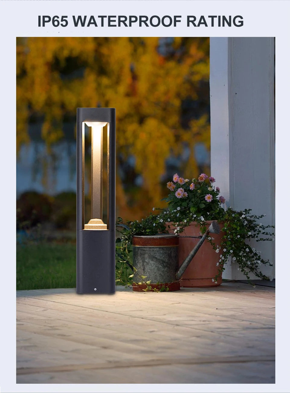 Black Modern Outdoor LED Bollard Light