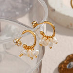 Load image into Gallery viewer, 18k Dainty Pearl Droplet Dangle Earrings
