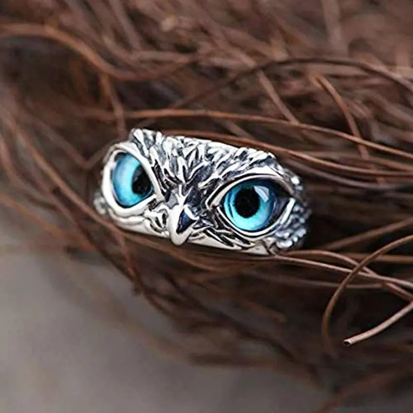 Bold Opal Owl Ring in Silver