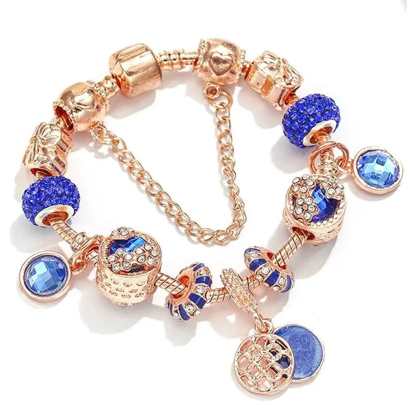 Elegant Blue Crystal Bracelet in Silver