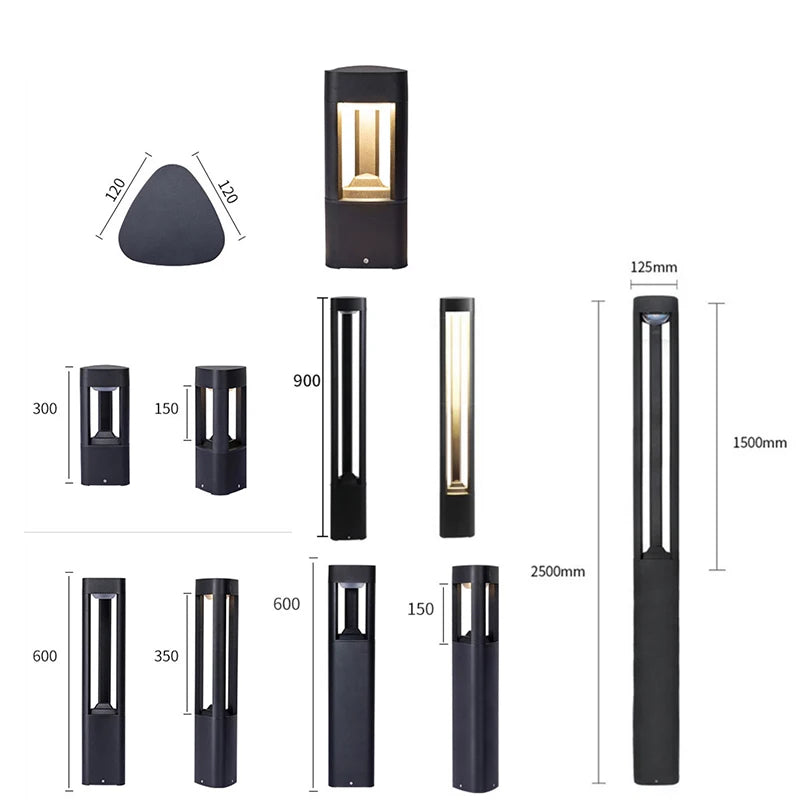 Black Modern Outdoor LED Bollard Light