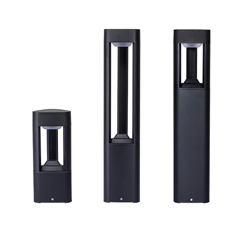 Black Modern Outdoor LED Bollard Light