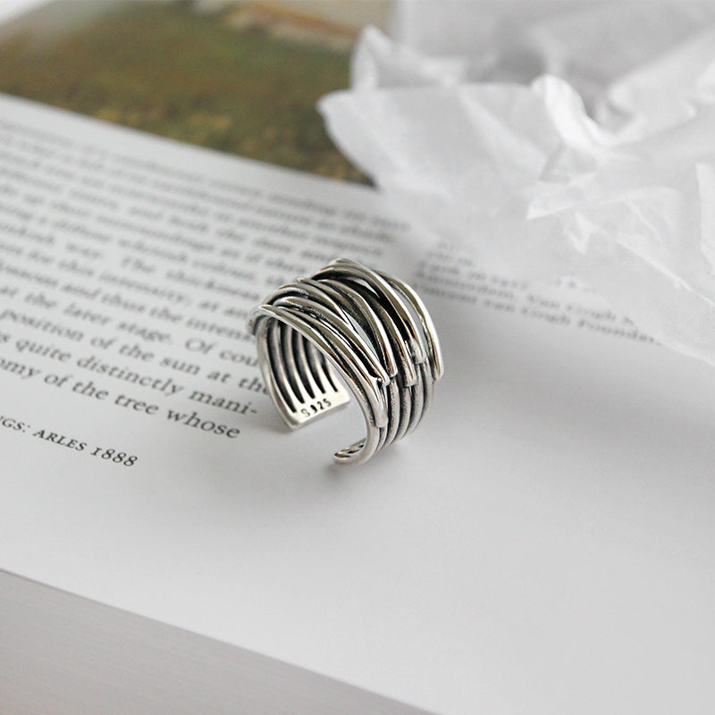 Vintage-Style Layered Statement Ring in Sterling Silver