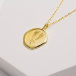Load image into Gallery viewer, Personalized Baby Name, Footprint, Birthstone Necklace
