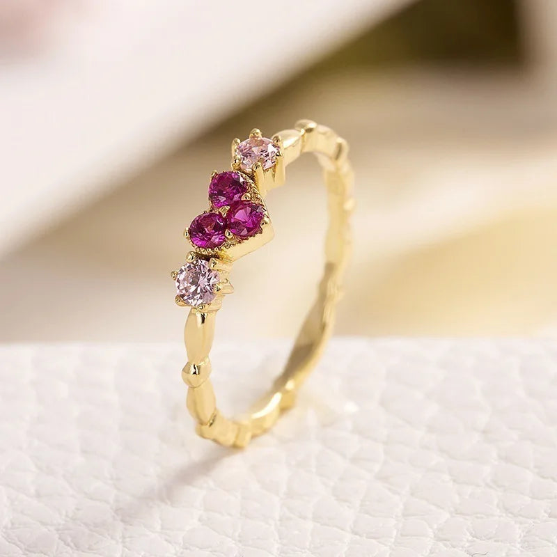 Feminine heart diamond ring