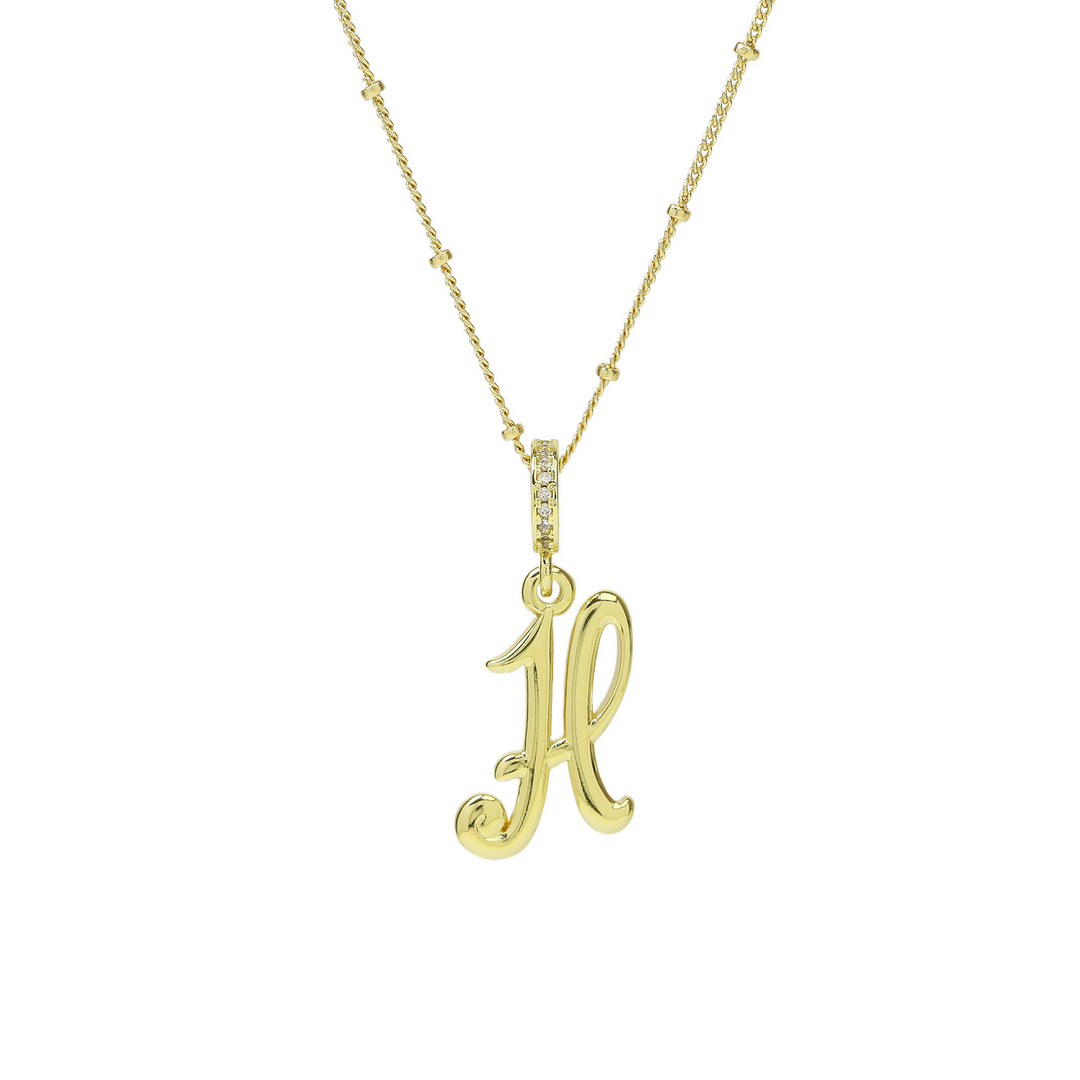 Elegant Cursive Font Satellite Chain Initial Necklace