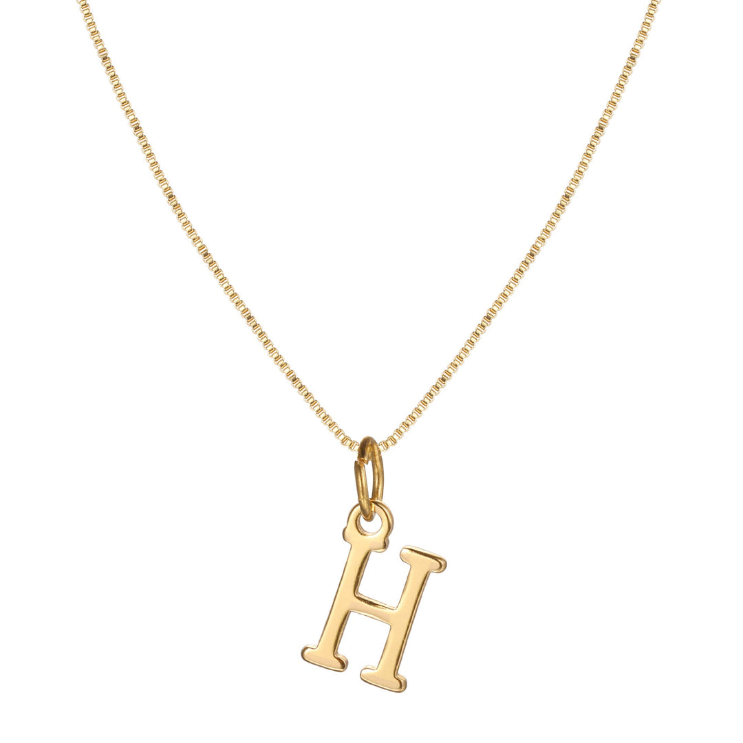 14k Sleek Serif Initial Necklace