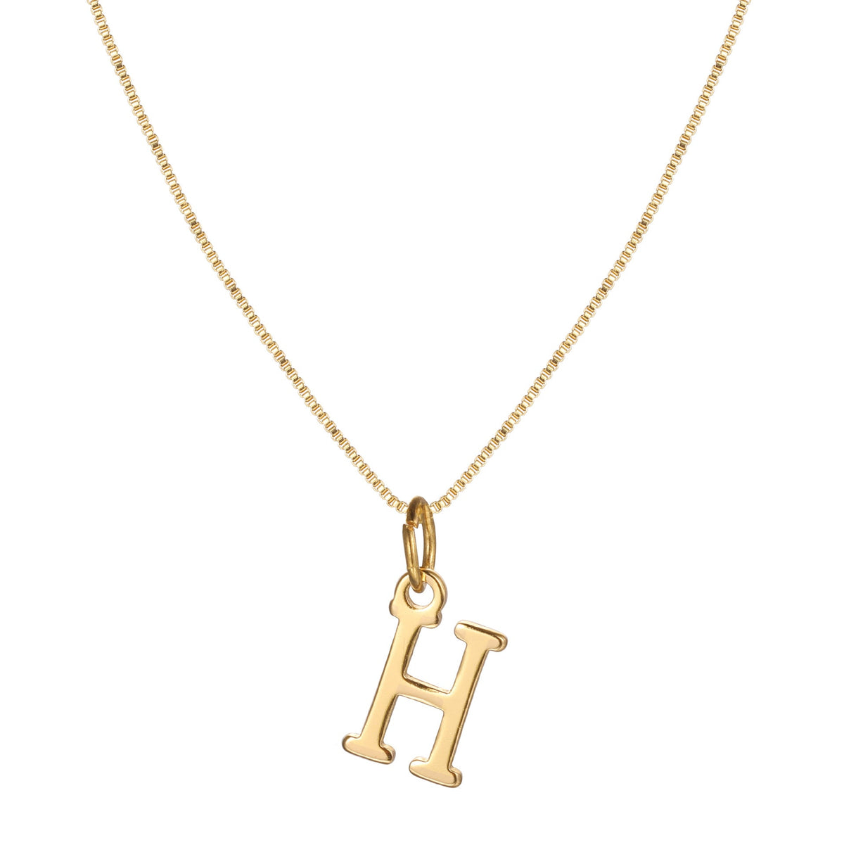 14k Sleek Serif Initial Necklace